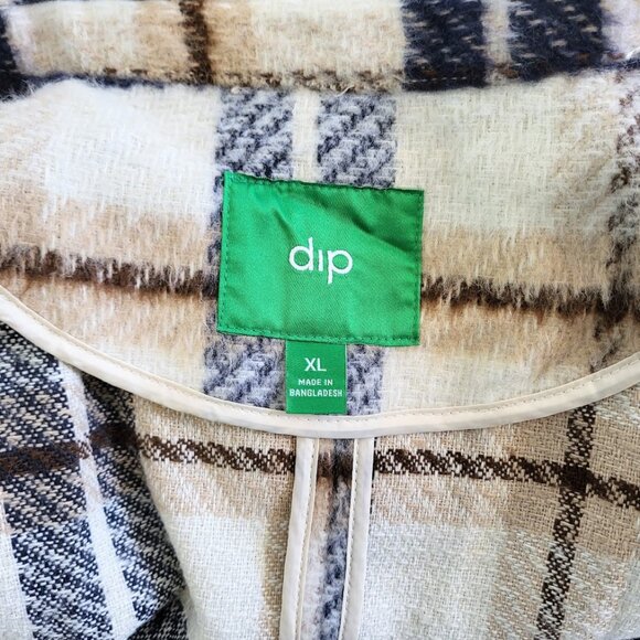 DIP Blue & White Striped Plaid Coat With Pockets - New With Tags Women's Size XL - Picture 9 of 9